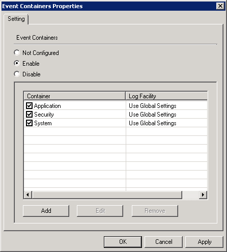 Managing eventlog sources